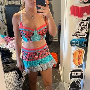 Profile blush bathing suit top & skirt
